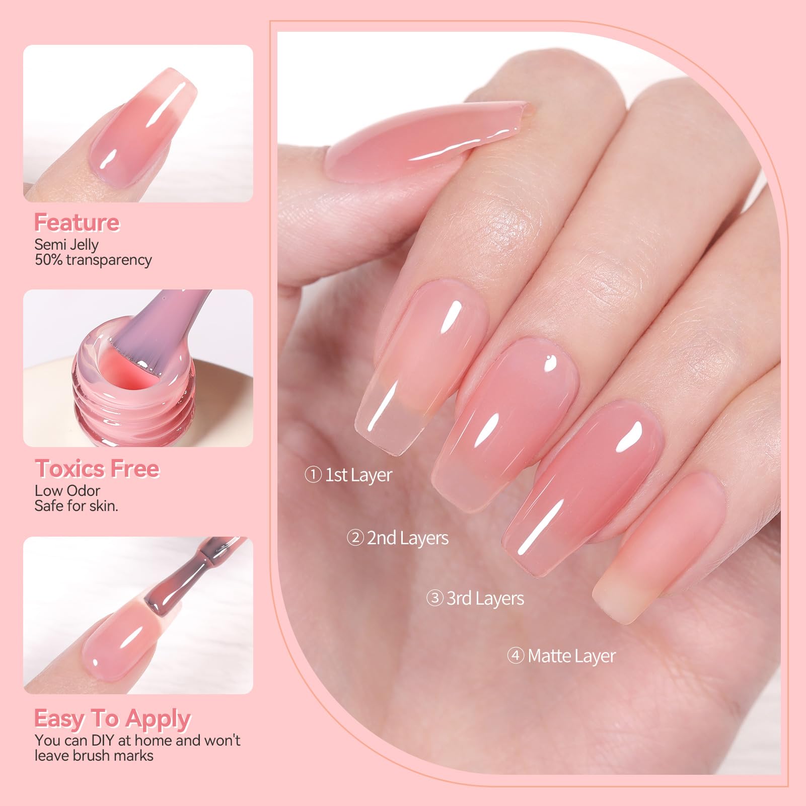 Born Pretty Jelly Pink Gel: presentación en caja atractiva para regalo.