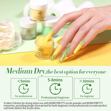 Born Pretty: kit de polvos para uñas naturales y duraderas.