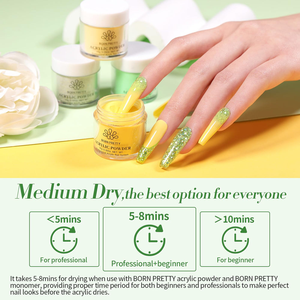 Born Pretty: kit de polvos para uñas naturales y duraderas.