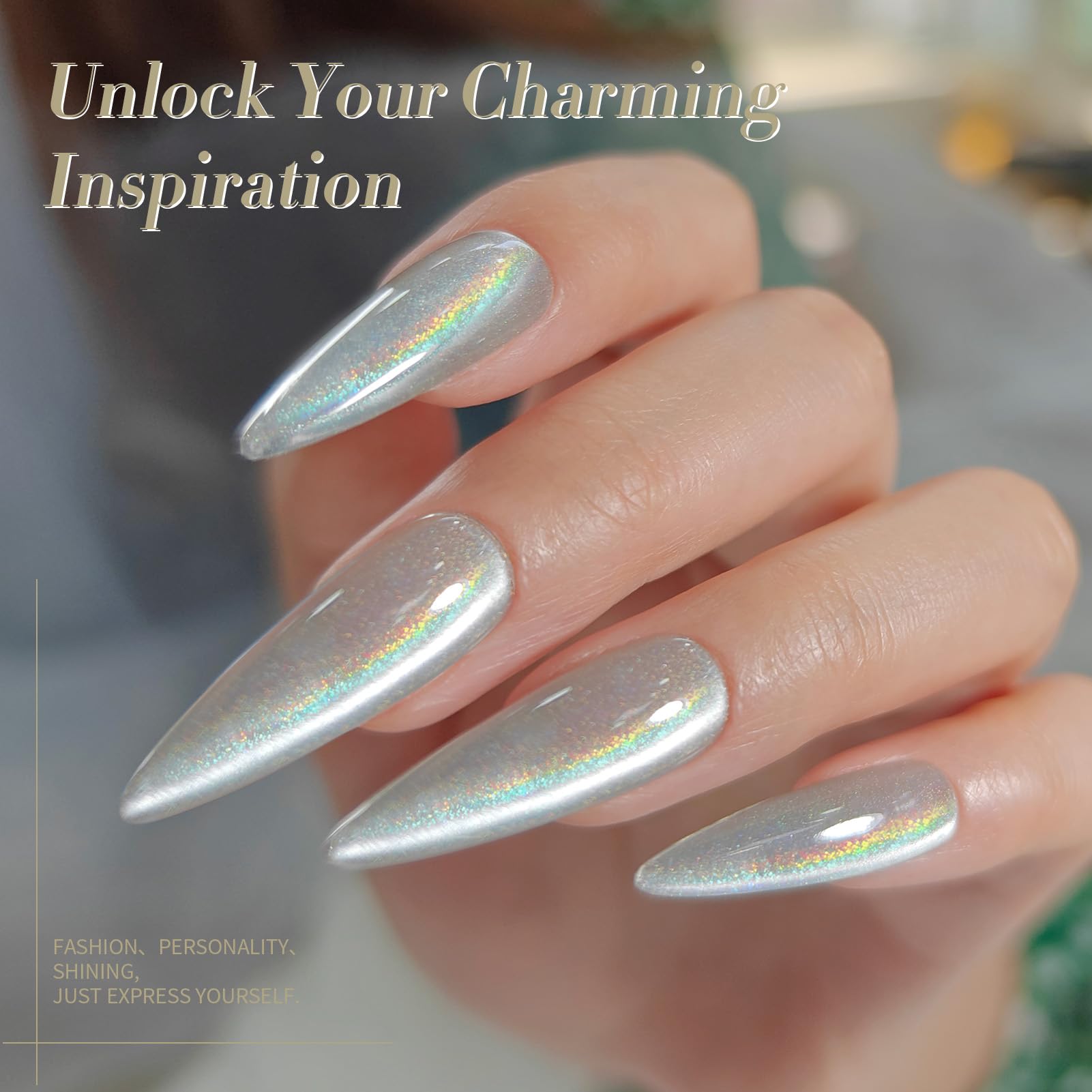 Born Pretty laca gel blanco iridiscente con glitter para uñas