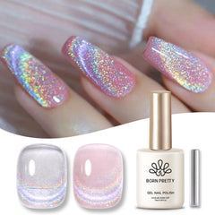 Laca gel magnética Born Pretty con gato holográfico para uñas.