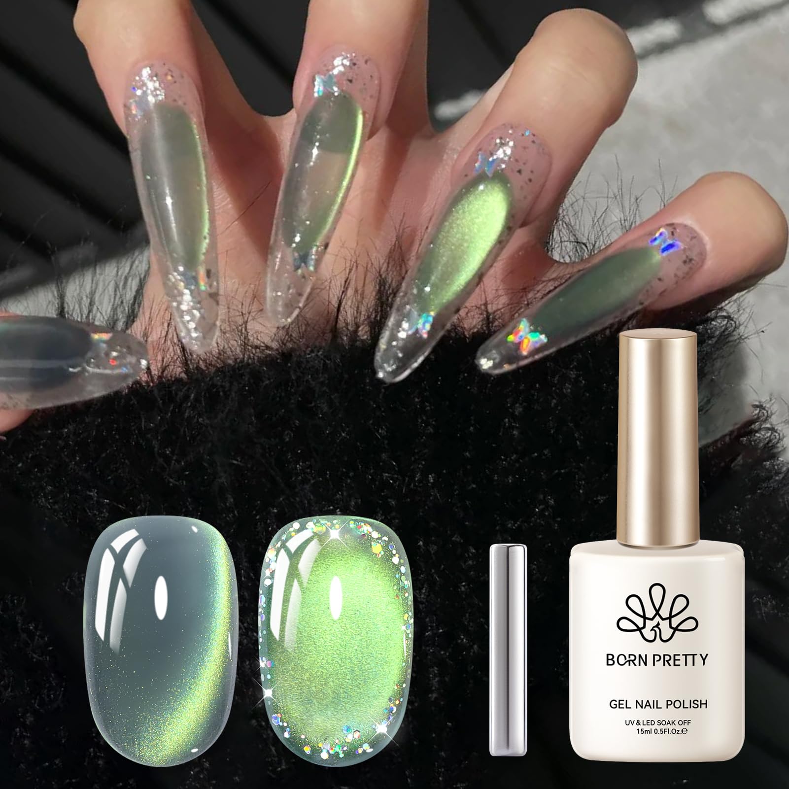 Born Pretty gel magnético permite crear uñas con efectos atractivos bajo la luz.