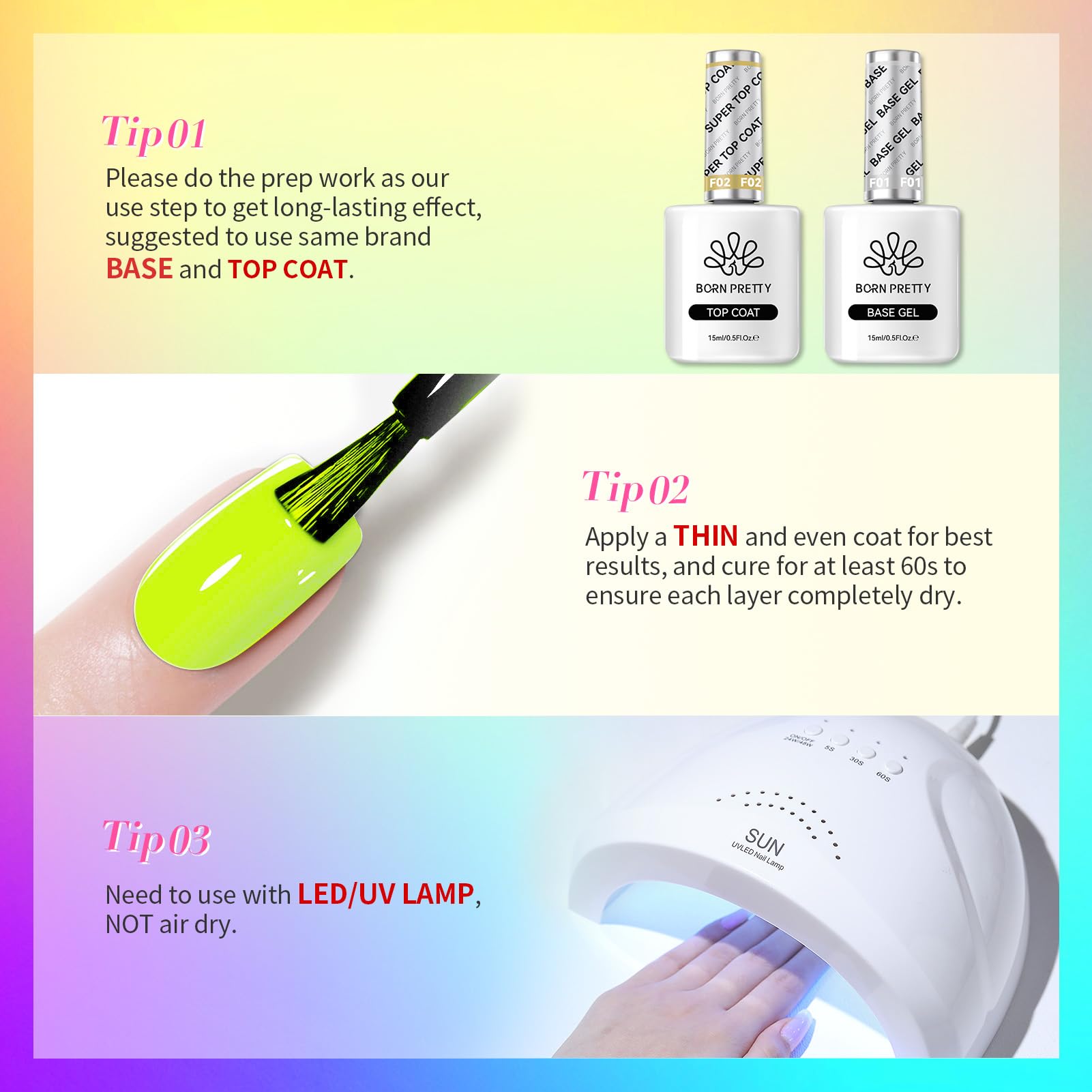 Born Pretty: caja y botellas brillantes para manicura lista.