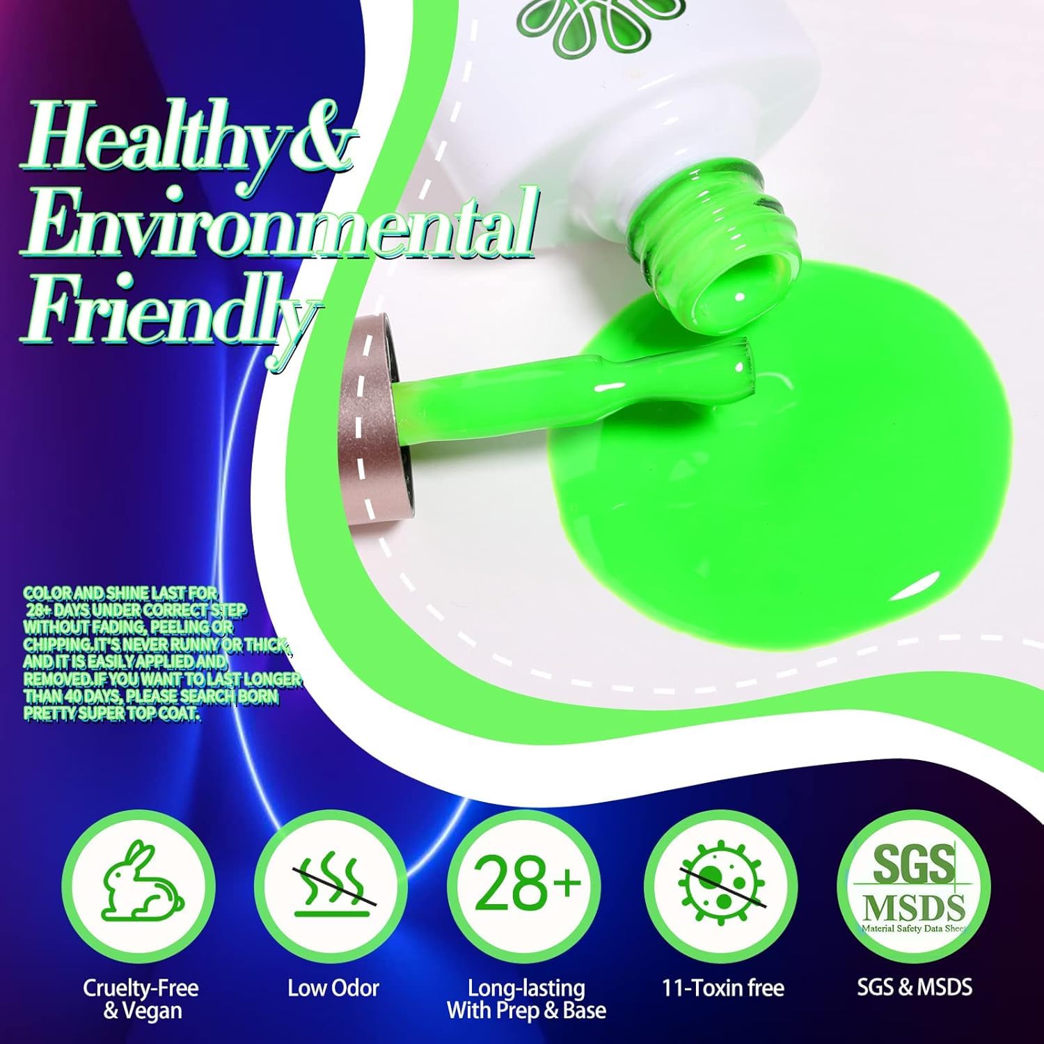 Born Pretty Gel: compatible con lámpara UV o LED para secado rápido.