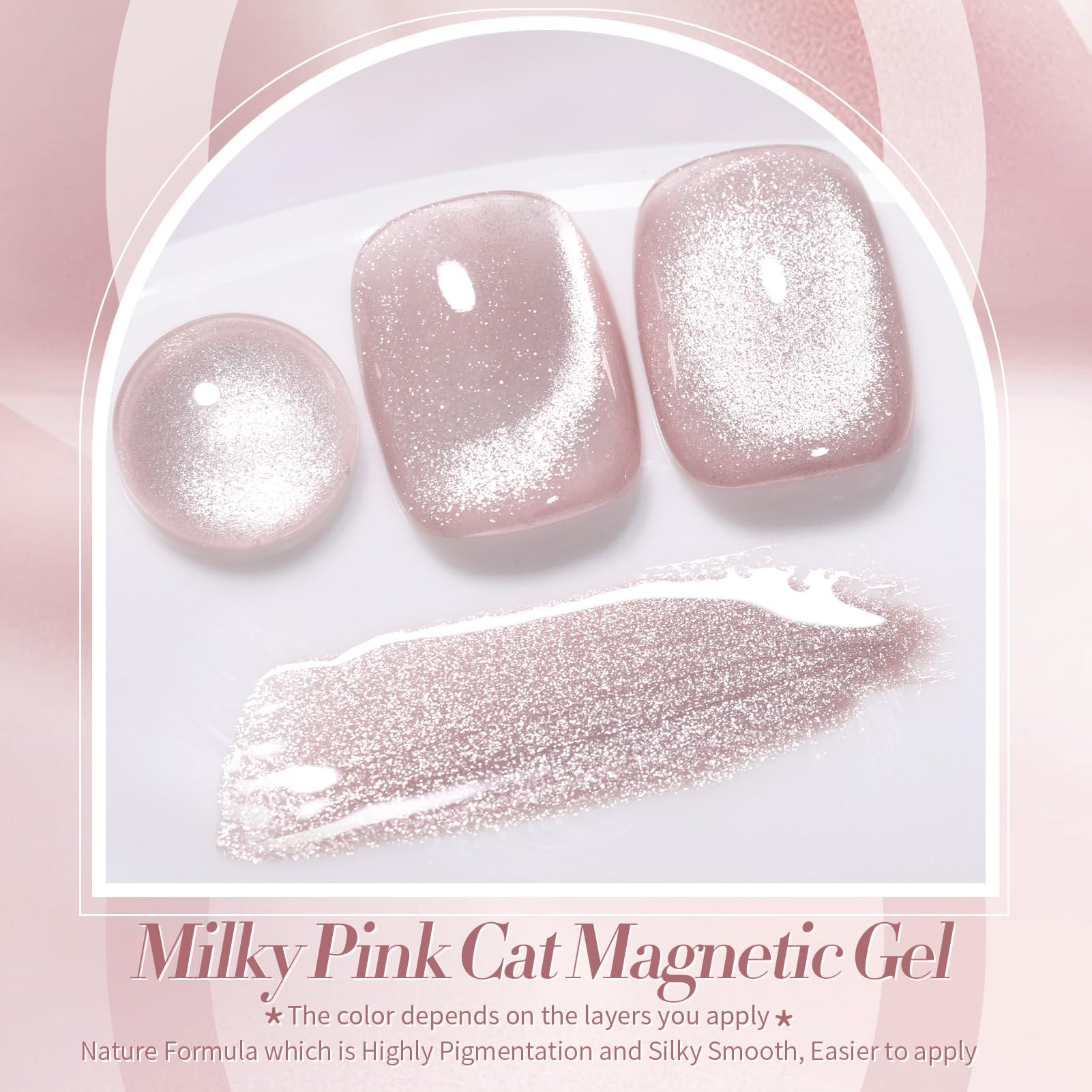 Born Pretty Pink Cat Magnetic Eye Gel con brillos Jelly para manicura festiva.