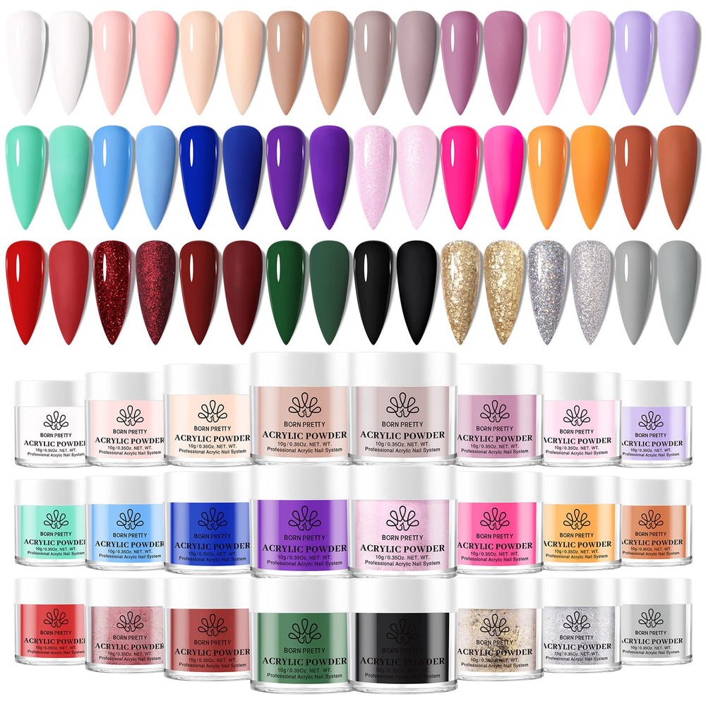 Born Pretty polvos acrílicos 24 colores, conjunto versátil para uñas en casa