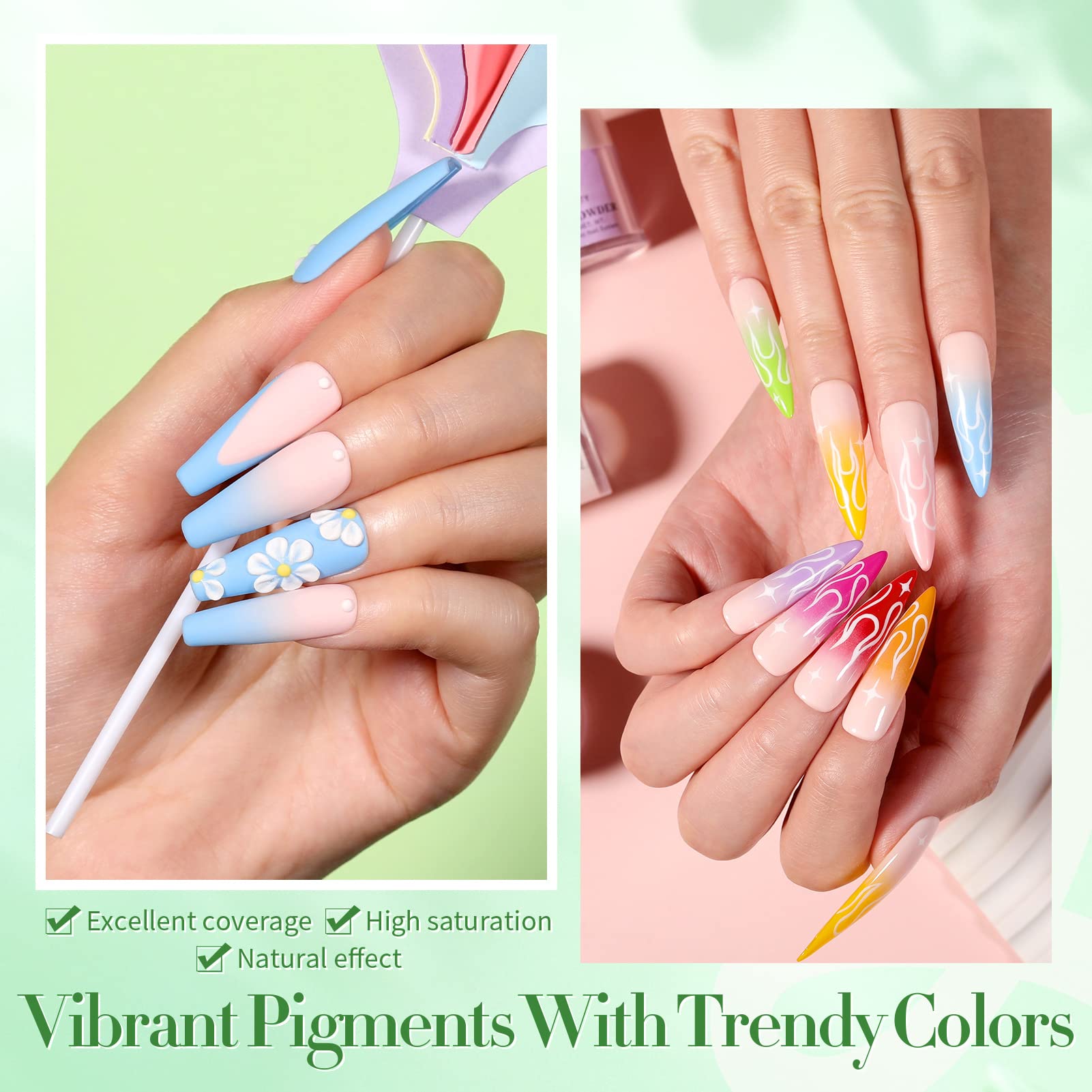 Born Pretty polvo acrílico azul vibrante para uñas modernas