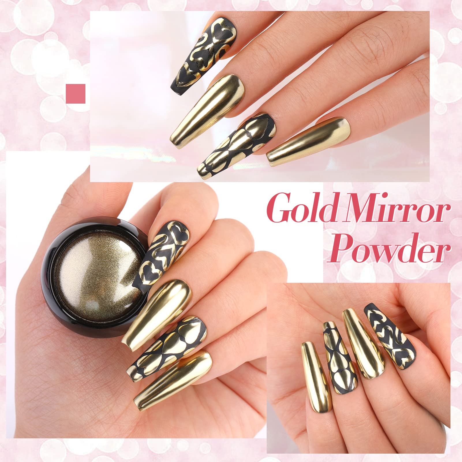 Born Pretty polvo hologografico rosa brillante para efectos multicolor y vibrantes.