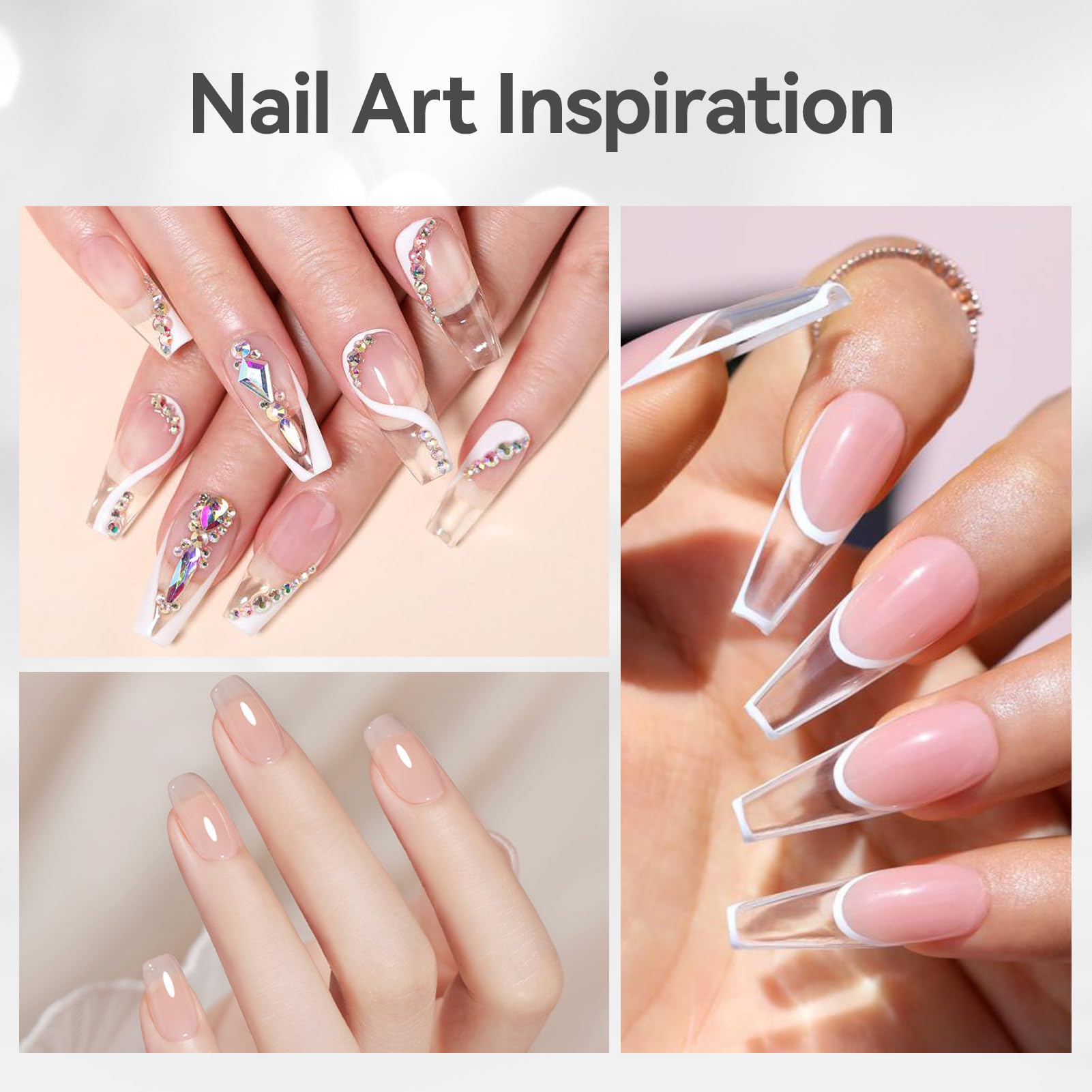 Set de 8 en 1 para uñas 15 ml enfocado en transparencias