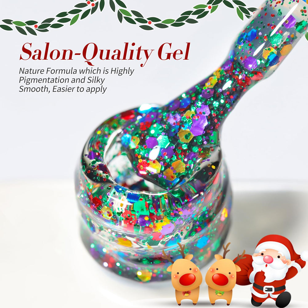 Born Pretty uñas con diseño navideño gracias a lentejuelas brillantes.