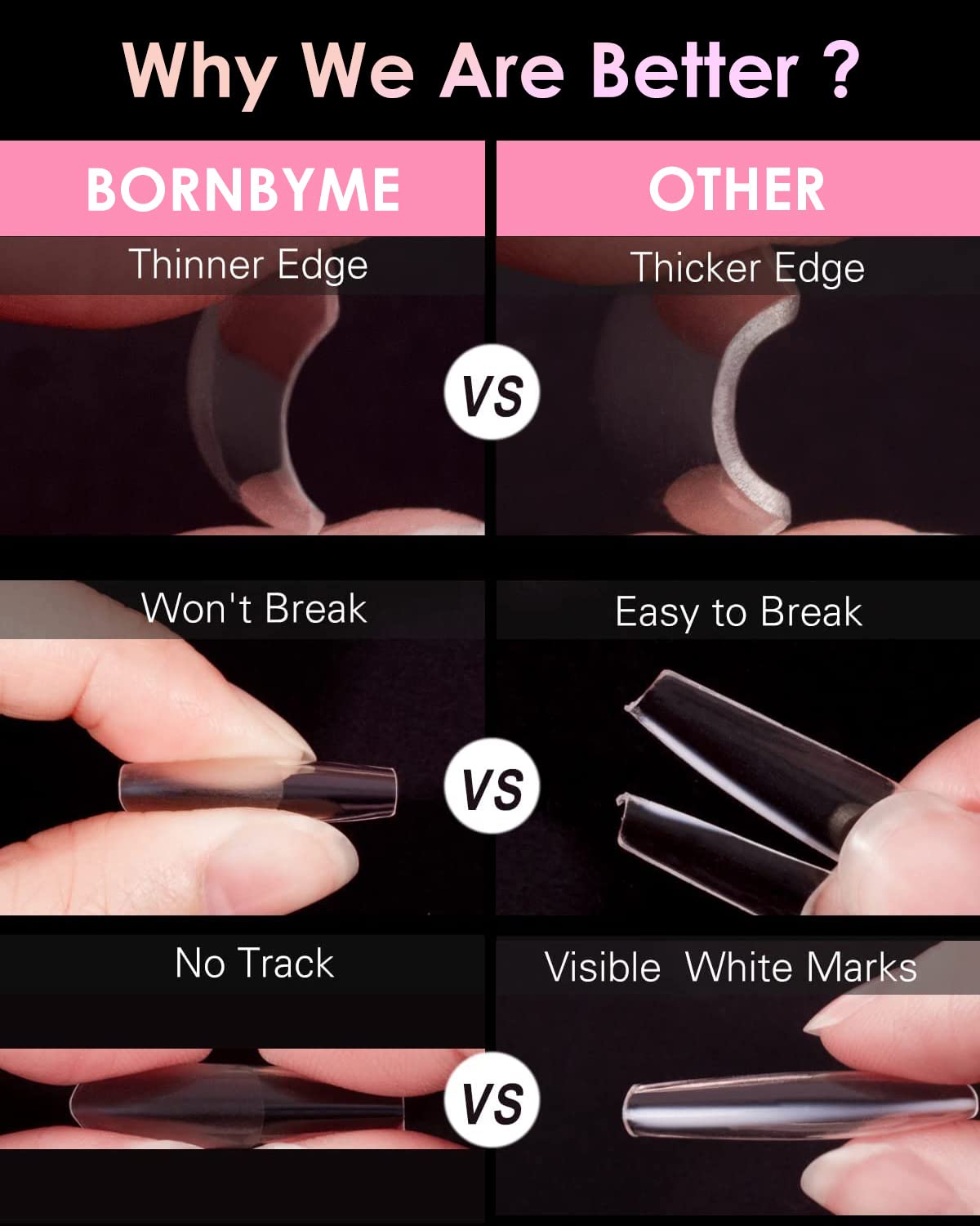 Bornbyme puntas de gel finas para un ajuste cómodo.