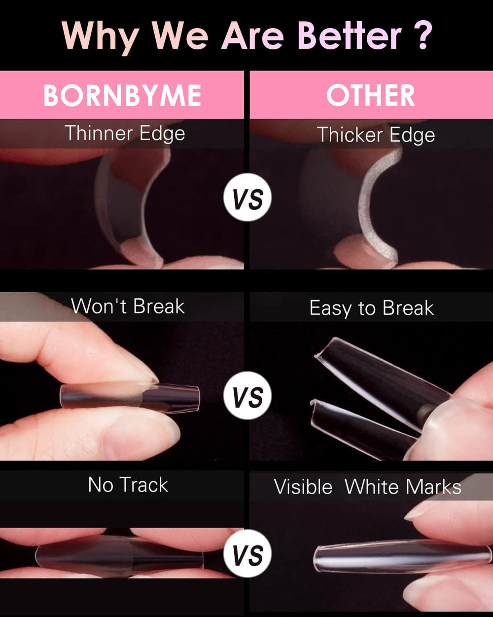 Bornbyme puntas de gel finas para un ajuste cómodo.