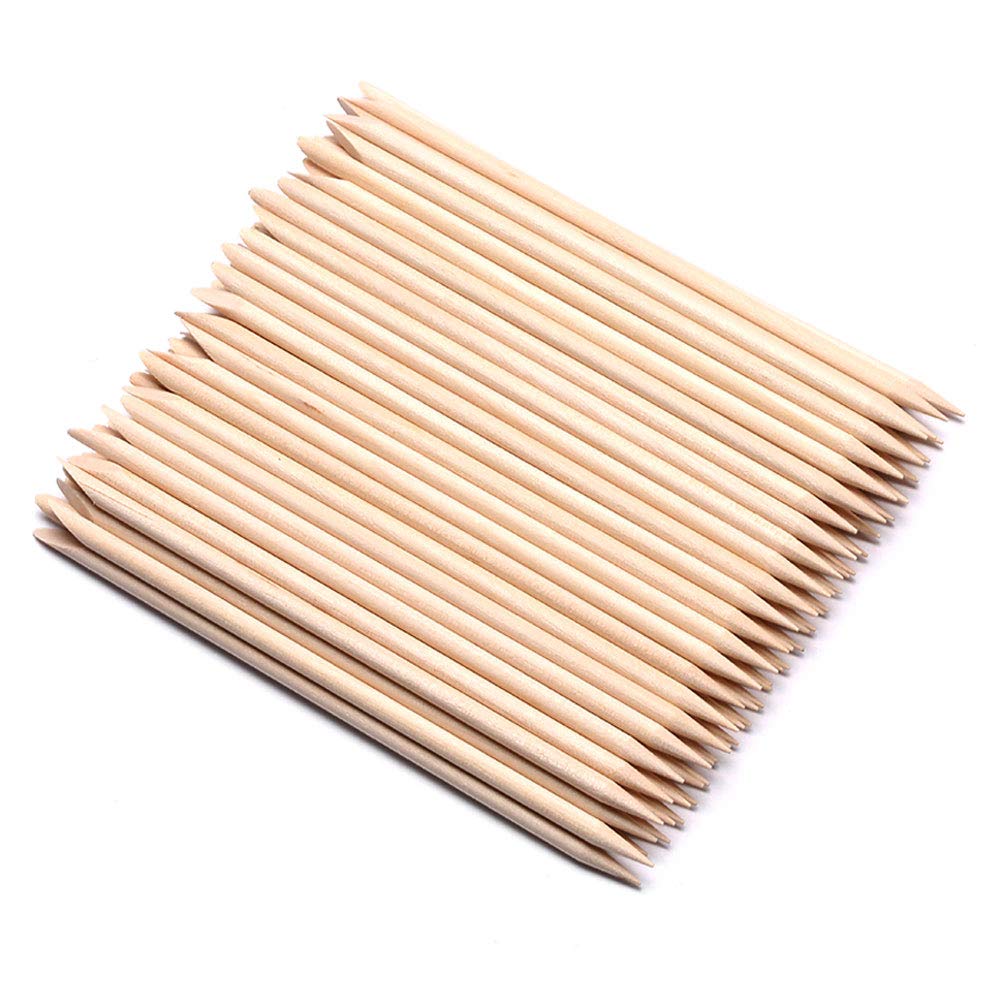 Borogo palitos naranja de madera con doble cabeza para cuidado de uñas en casa
