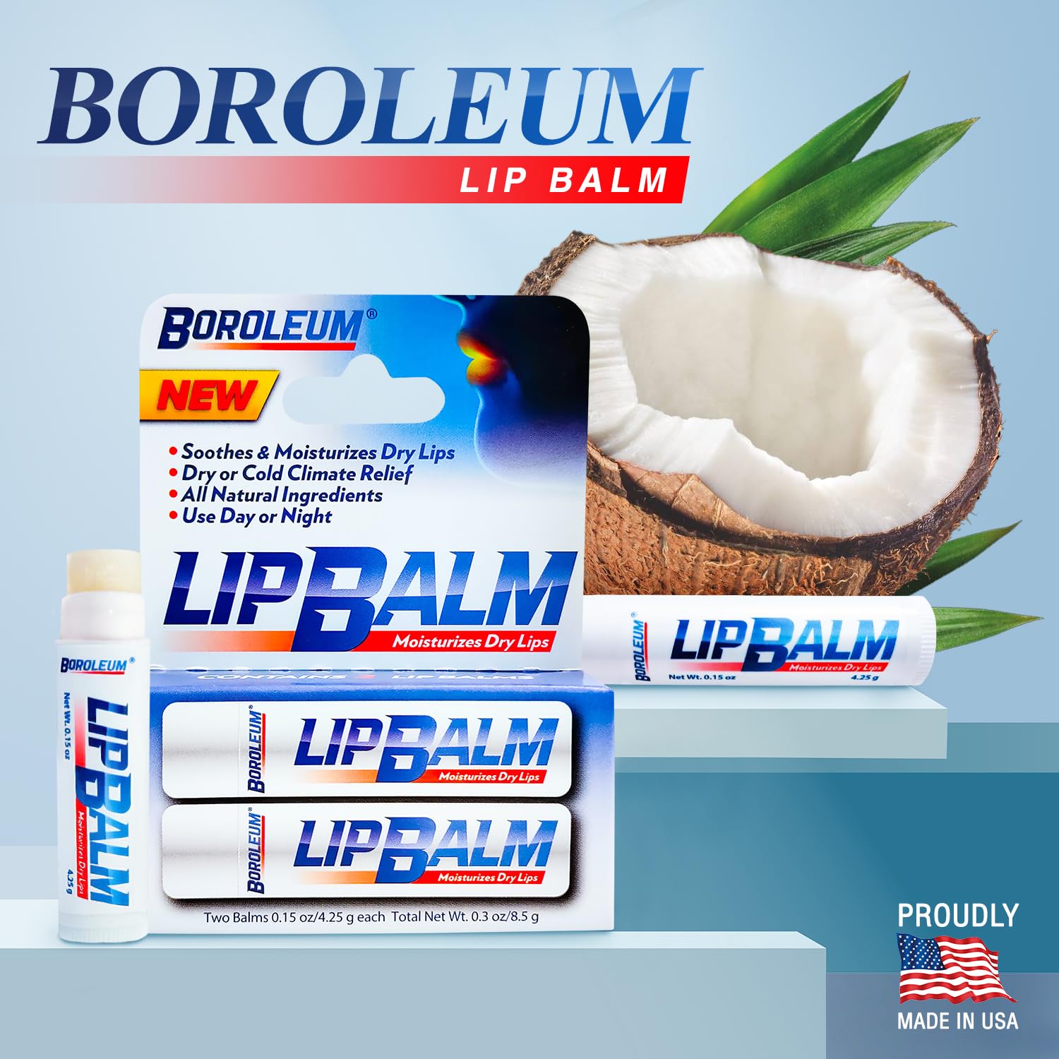 Boroleum Bálsamo Labial sin fragancias, alivio suave para nariz sensible
