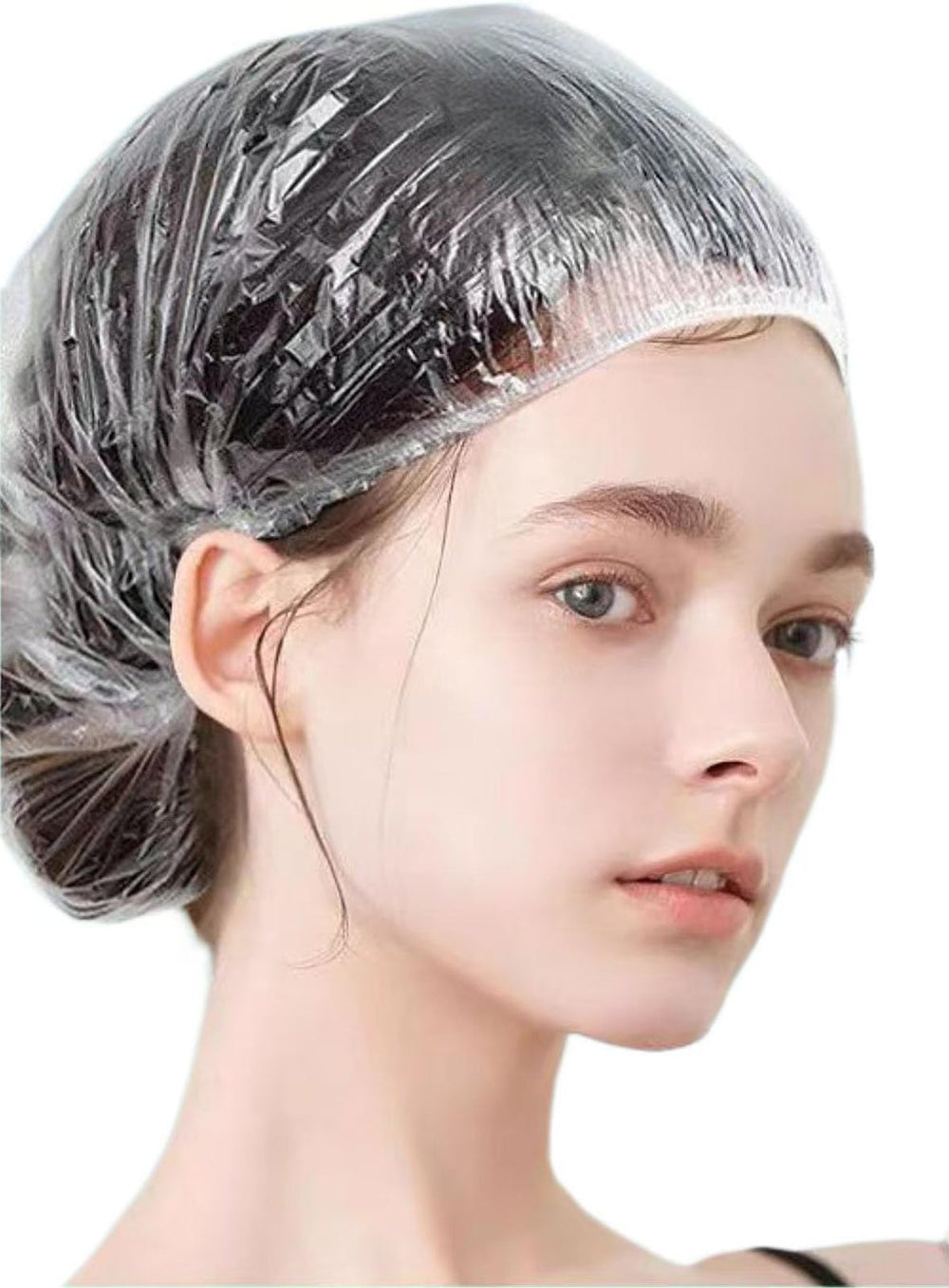 Gorro de ducha desechable Borsicge, transparente e impermeable para proteger el cabello durante duchas.