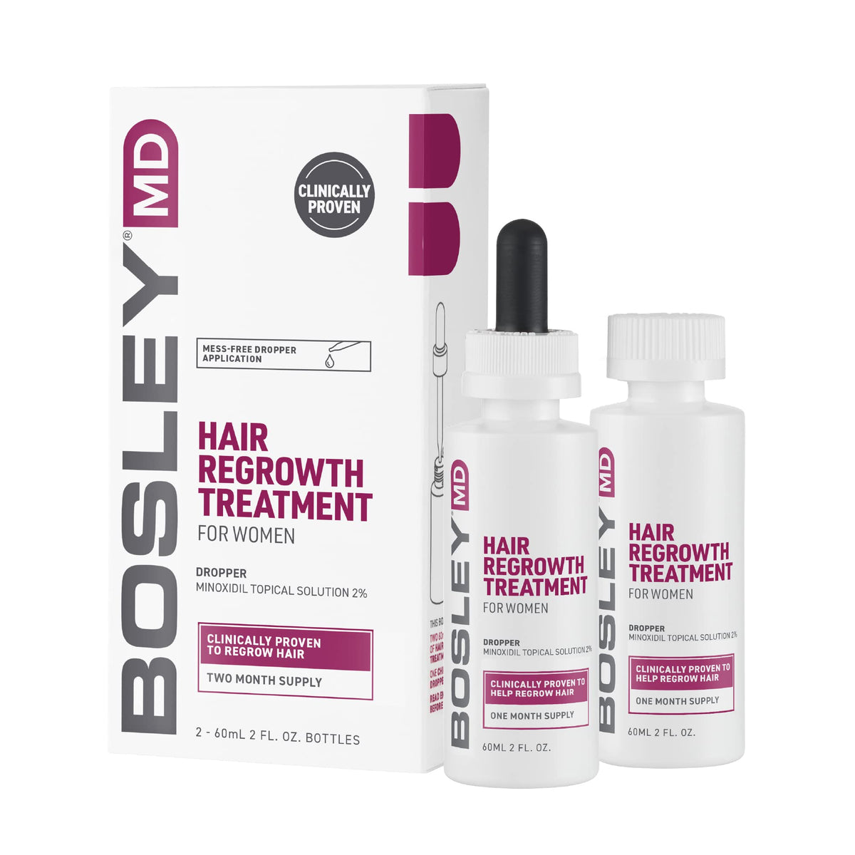 BosleyMD Regrowth con gotero para aplicar tratamiento capilar en el cuero cabelludo