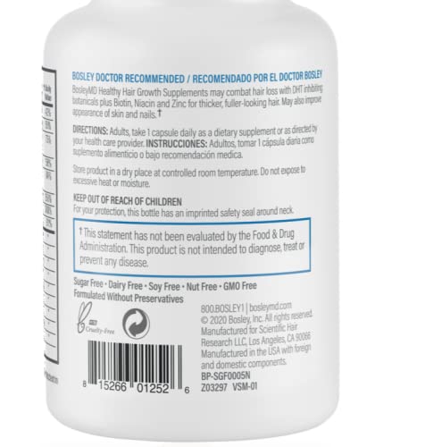 BosleyMD vitaminas y minerales para cabello, piel y uñas saludables.