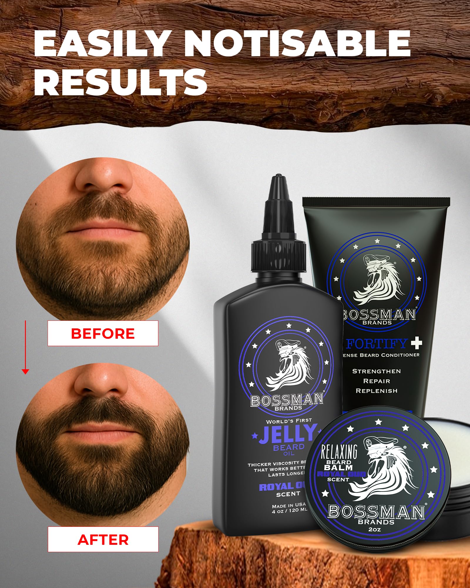 Producto Bossman hecho en EE. UU., cruelty-free para cuidado diario.