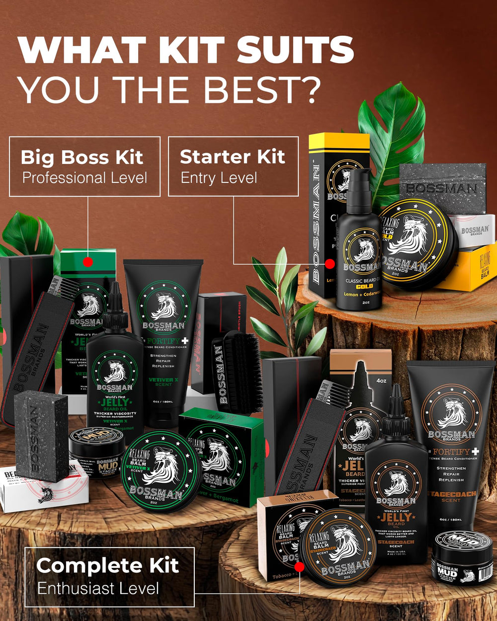Regalo Bossman Stagecoach para barba, conjunto completo.
