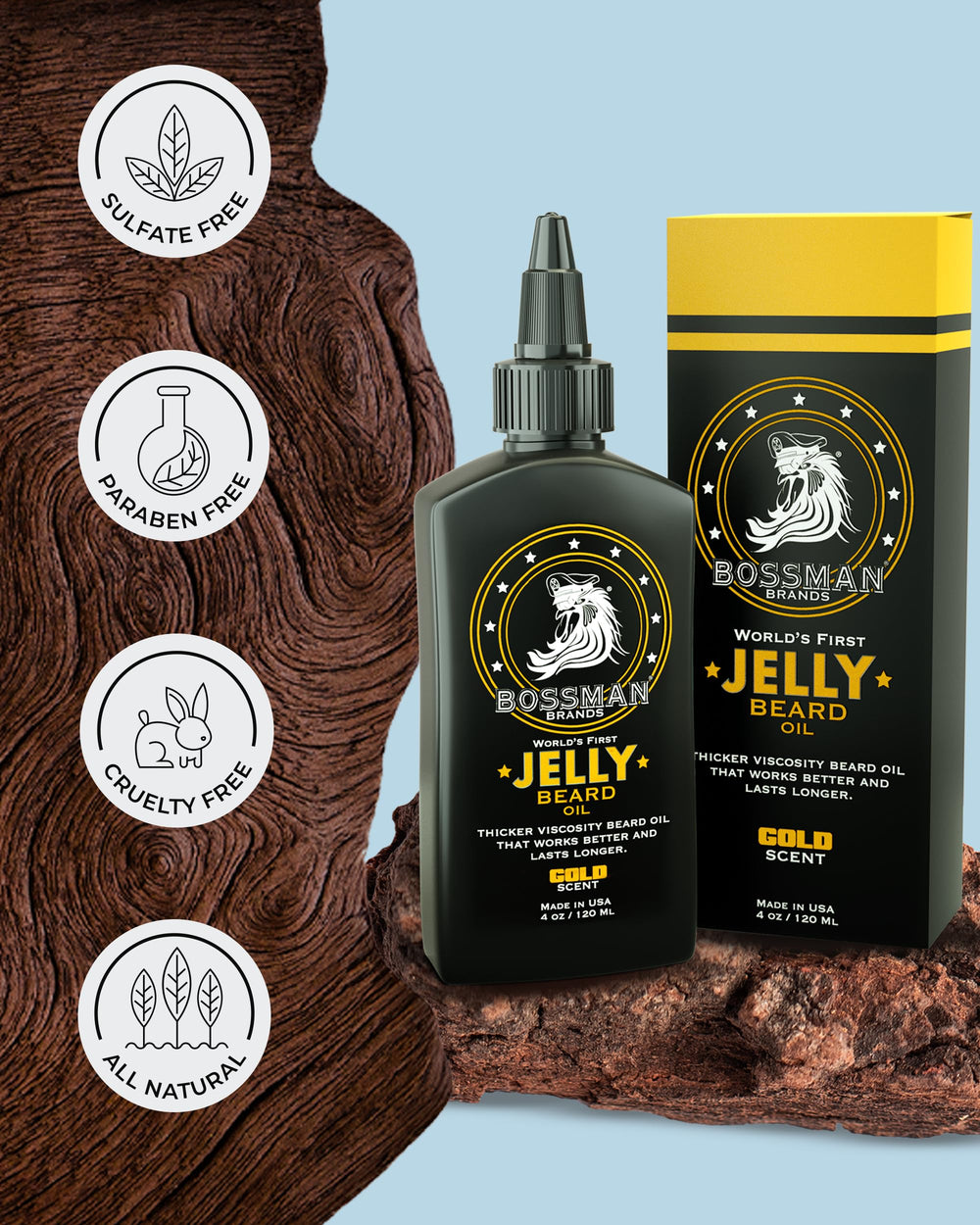 Bossman Jelly Beard: aceite-soja, hidrata y sella la humedad de la barba.