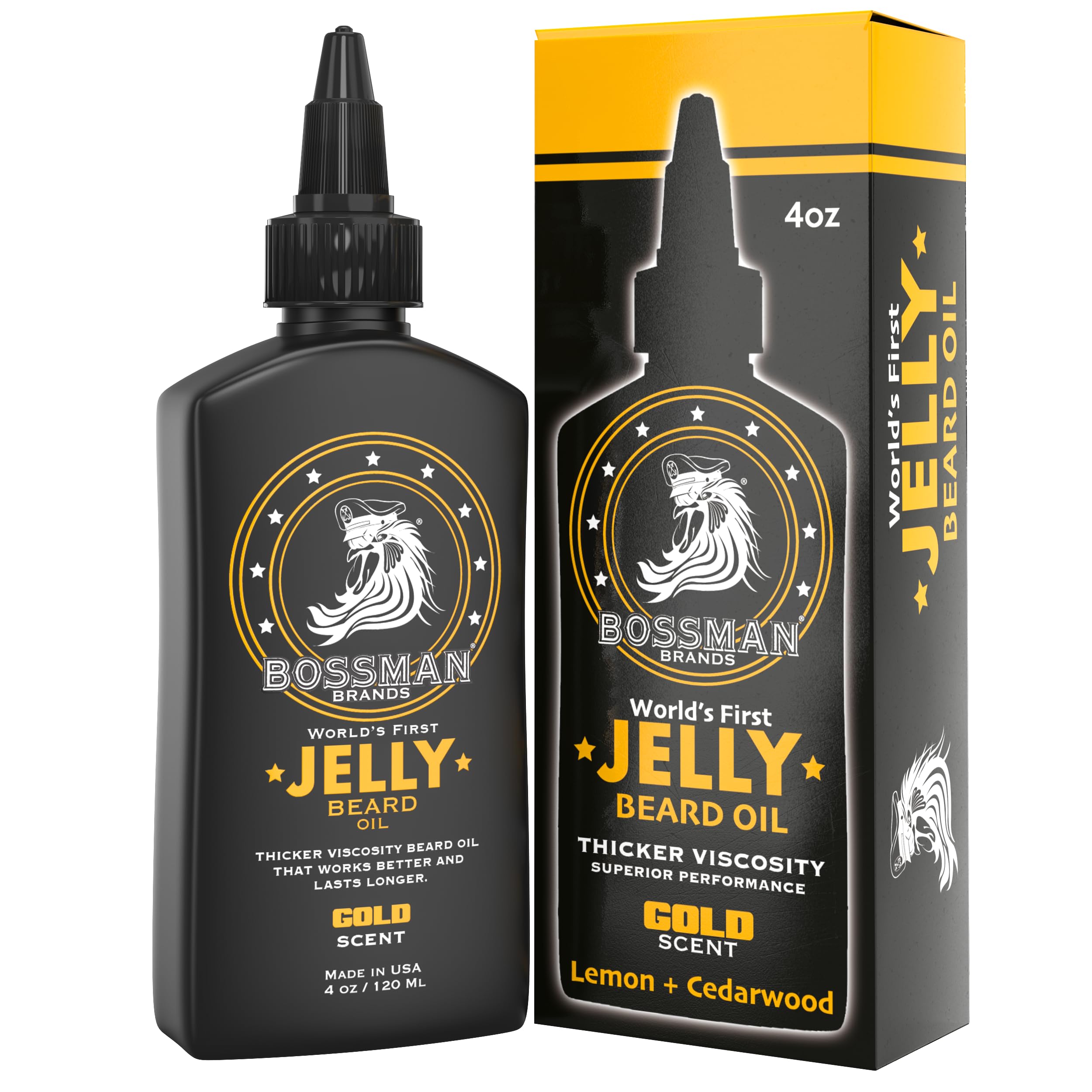 Bossman Jelly Beard: botella-4oz, hidratación duradera para barba.