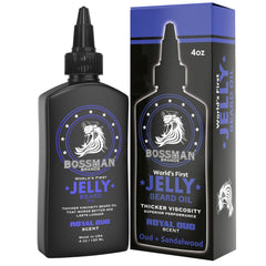 Bossman Jelly Beard Oil Royal Oud, botella 4 oz, suaviza y humecta la barba.