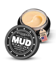 Bossman MUDstache en envase de 1 oz para un control duradero del bigote.