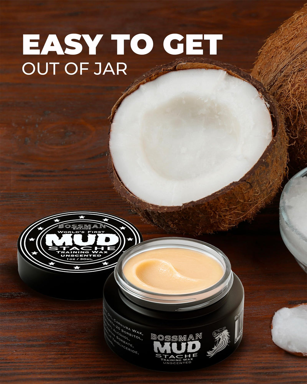 Estilo vaquero con Bossman MUDstache para un look definido.