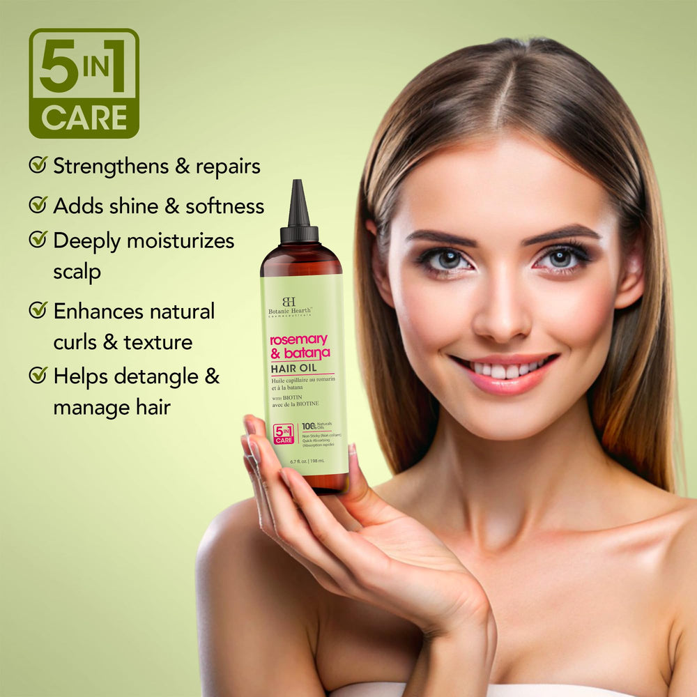 Botanic Hearth Aceite para cabello, aroma relajante para momentos de cuidado.