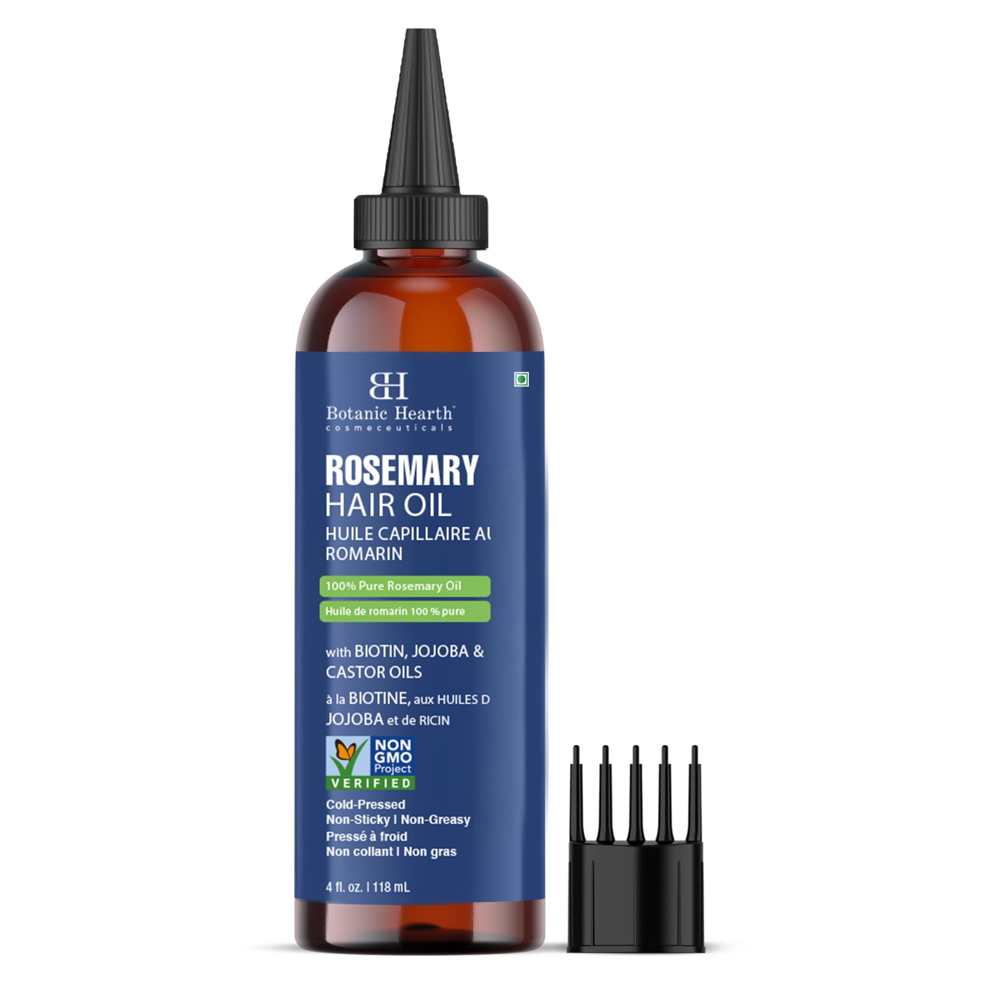 Botanic Hearth Aceite cabello crecimiento frasco ámbar: promueve crecimiento saludable y hidratación.
