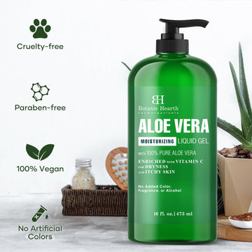 Botanic Hearth Aloe Vera Gel para cabello, brillo y manejo sin grasa.