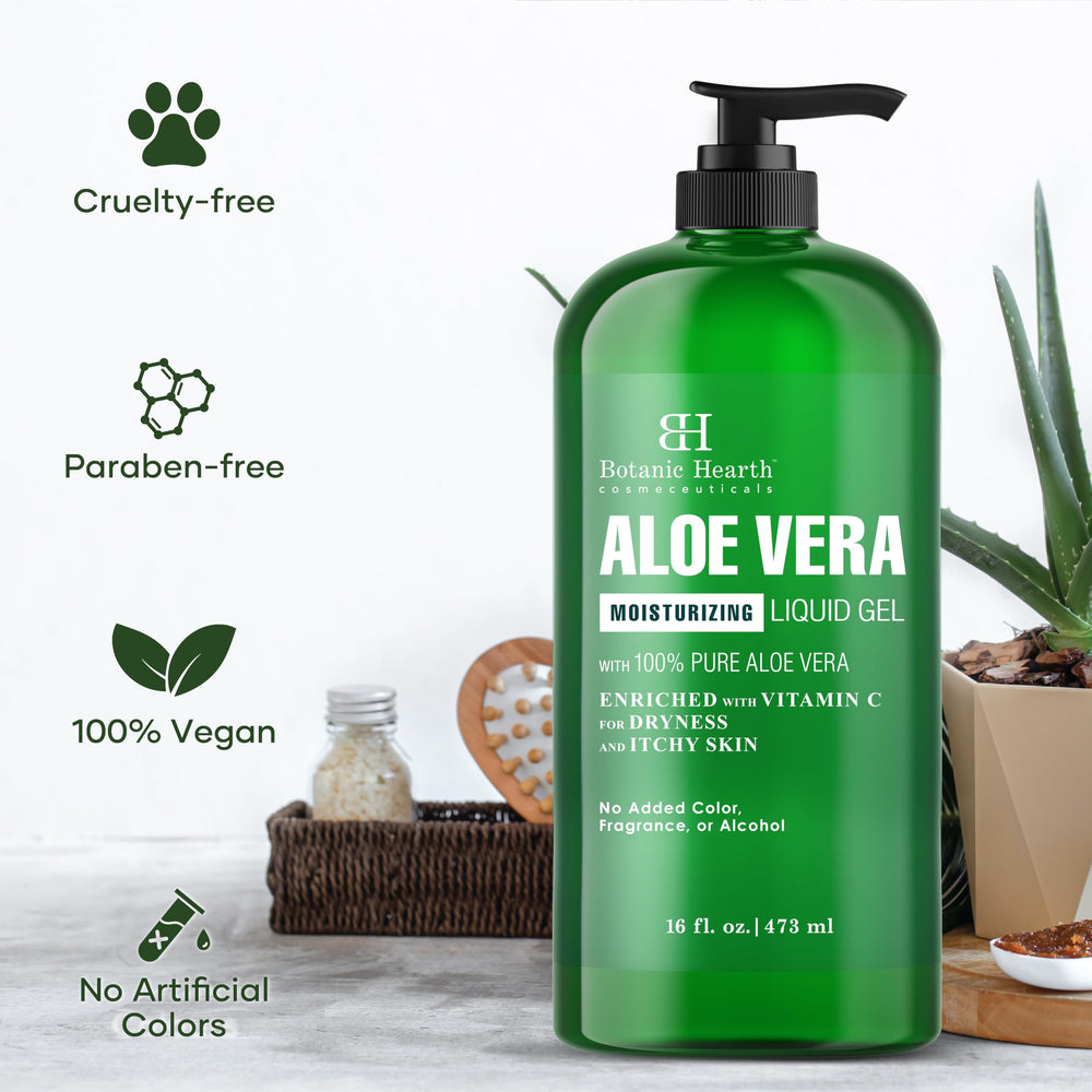 Botanic Hearth Aloe Vera Gel para cabello, brillo y manejo sin grasa.