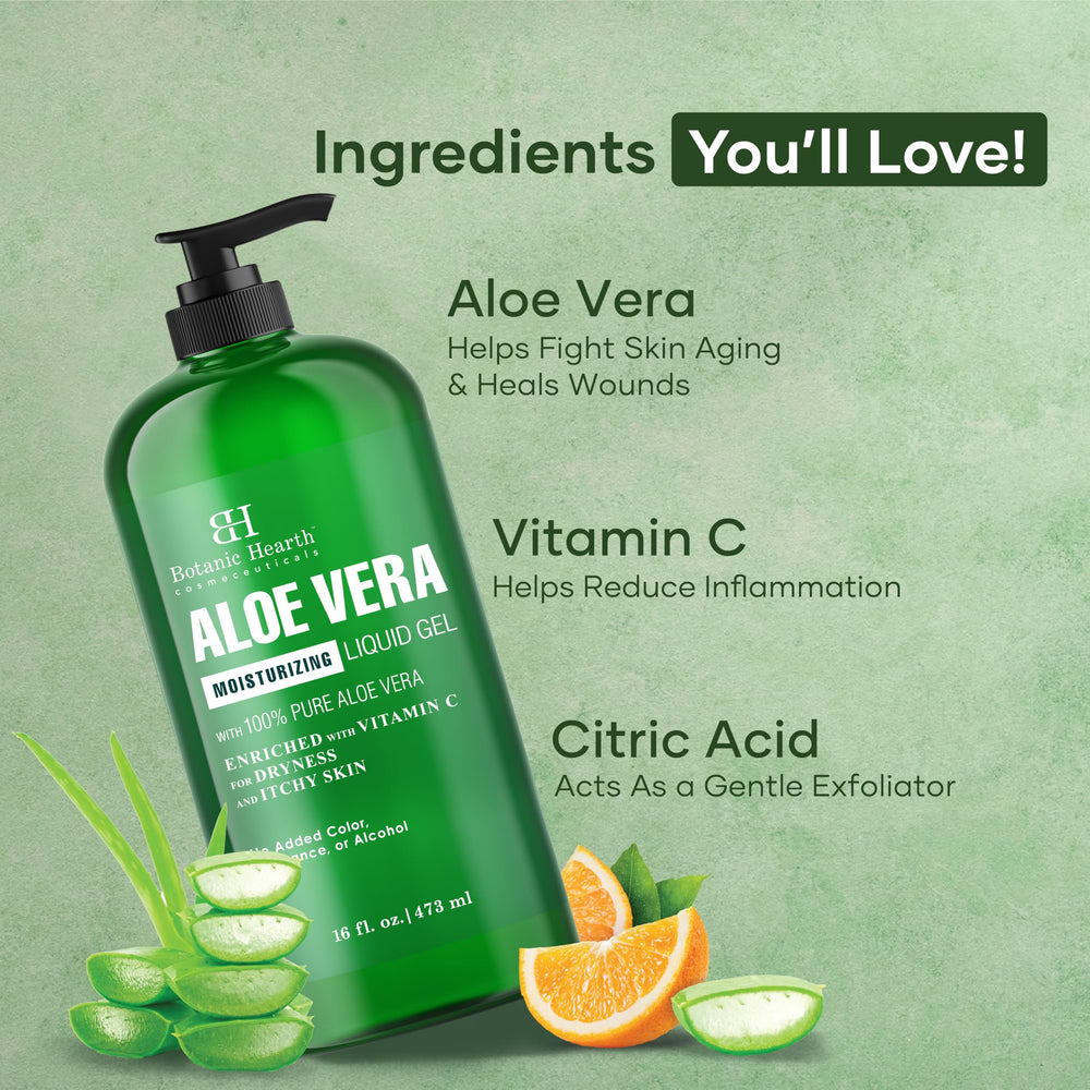 Botanic Hearth Aloe Vera Gel con vitamina C, hidratación y brillo suave.