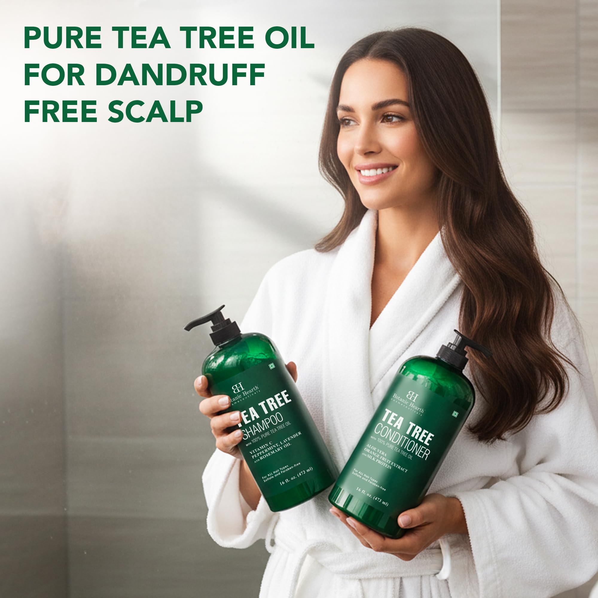 Botanic Hearth acondicionador arbol de te, etiqueta y envase
