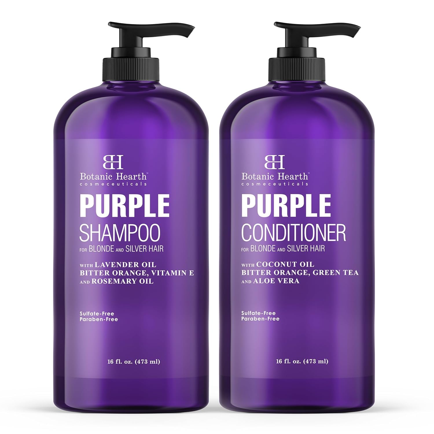 Botanic Hearth champú morado: botella morada que realza reflejos fríos.