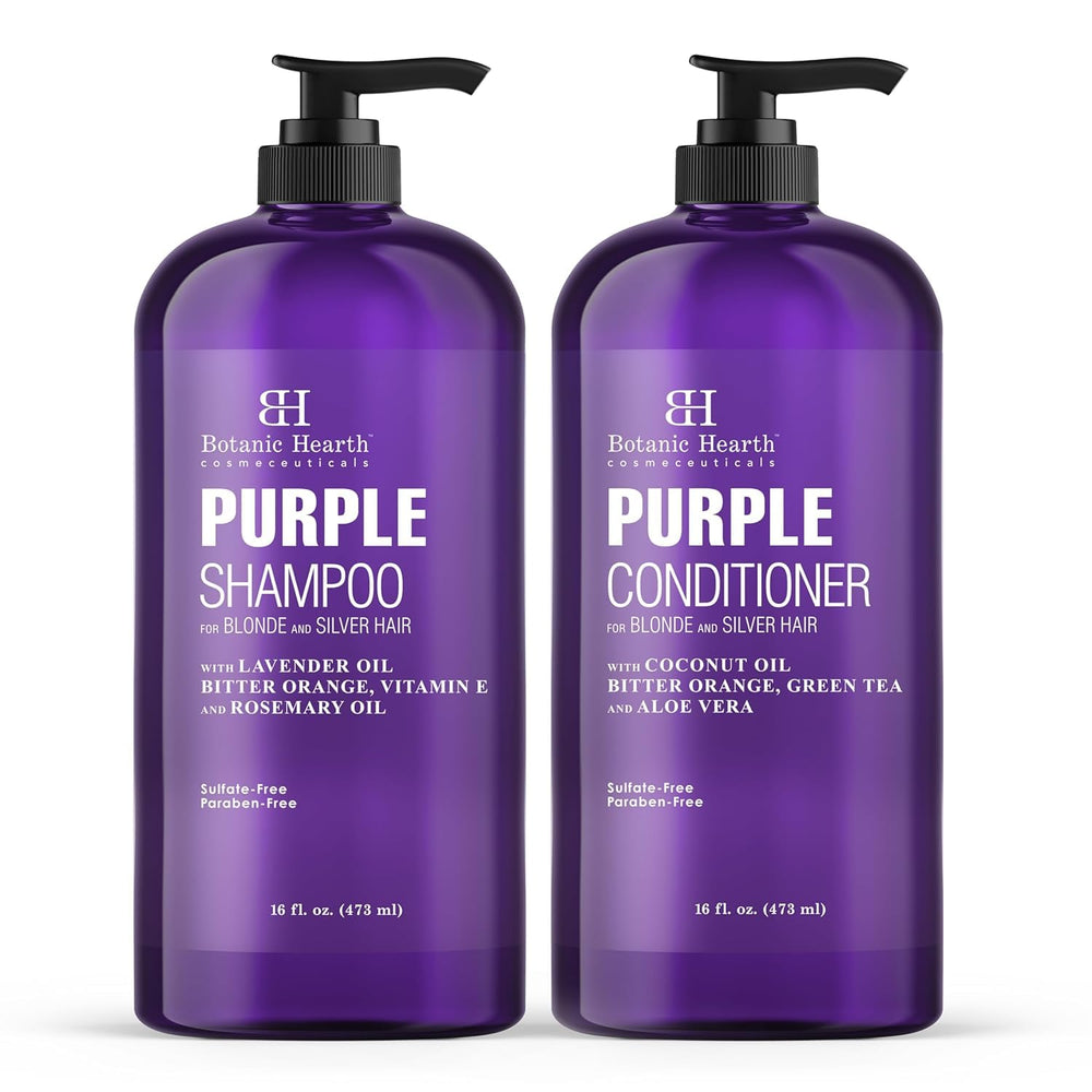 Botanic Hearth champú morado: botella morada que realza reflejos fríos.