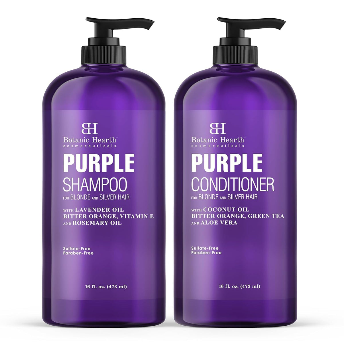 Botanic Hearth champú morado: botella morada que realza reflejos fríos.