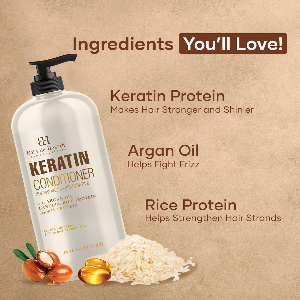 Envase de 16 onzas de Botanic Hearth Keratina para múltiples lavados.