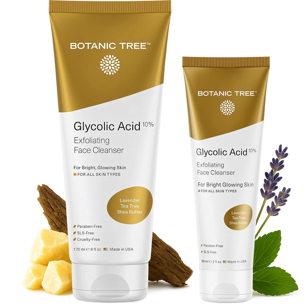Botanic Tree: lavado facial con ácido glicólico, doble pack para cuidado diario suave.