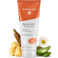 Botanic Tree botella exfoliante, limpieza profunda suave para piel sensible.