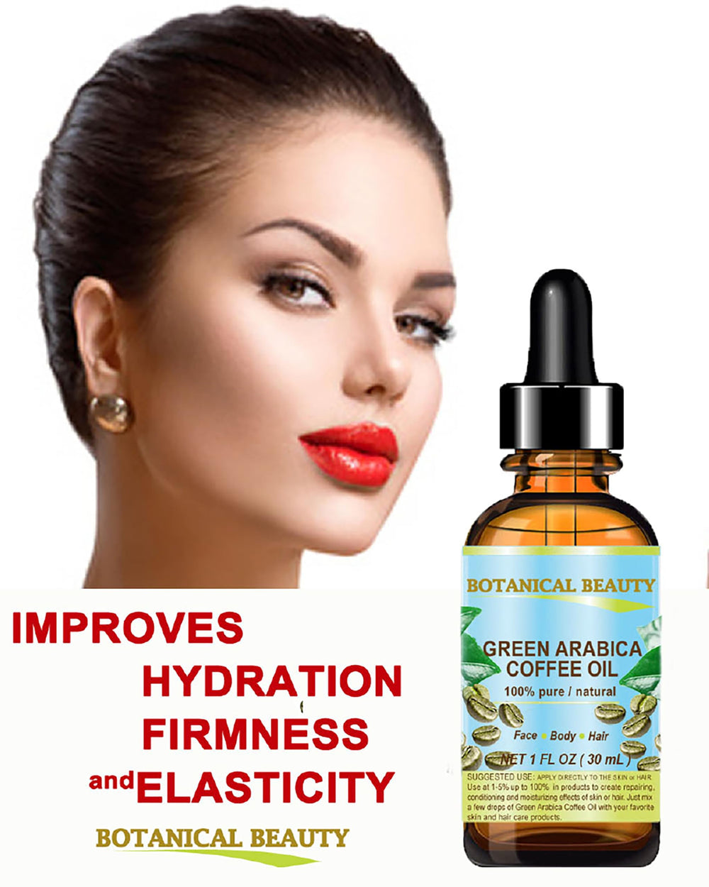 Botanical Beauty Aceite de Café Verde Arábica para uso diario, regeneración de la piel.