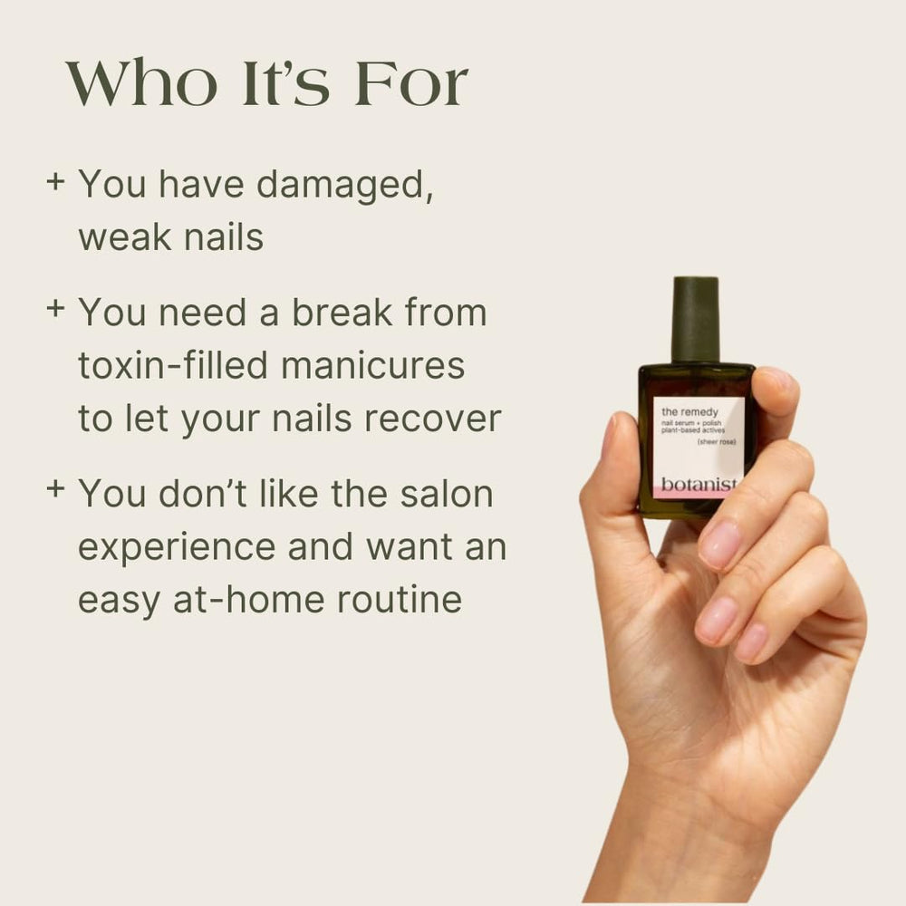 Botanist Nails El Remedio, acabado rosado brillante, efecto iluminador en uñas.