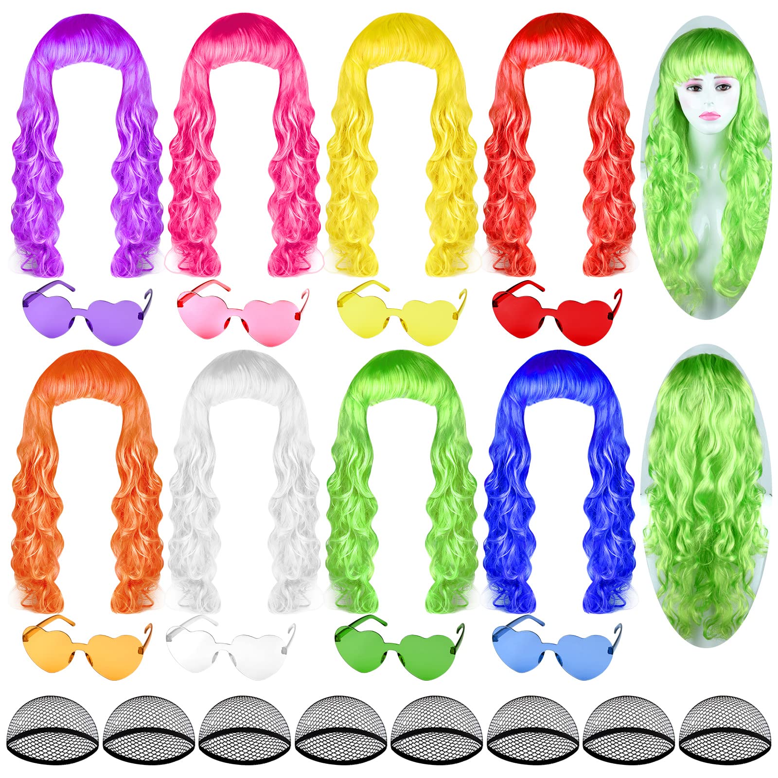 Bouiexye pelucas rizadas largas en colores vibrantes para looks festivos