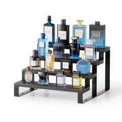 Organizador Boulphia para fragancias de hombre, vista frontal de 4 niveles, elegante y compacto