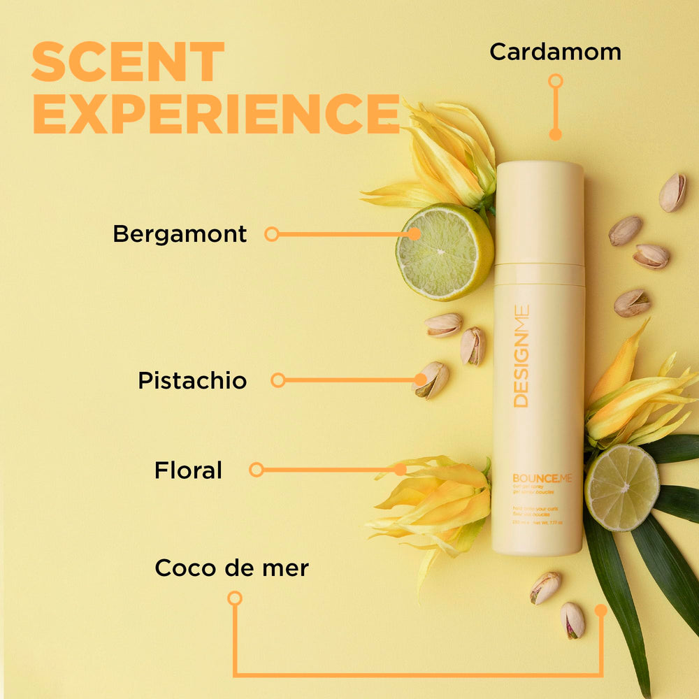 Design.Me Bounce.Me contiene kukui y moringa para hidratación capilar.