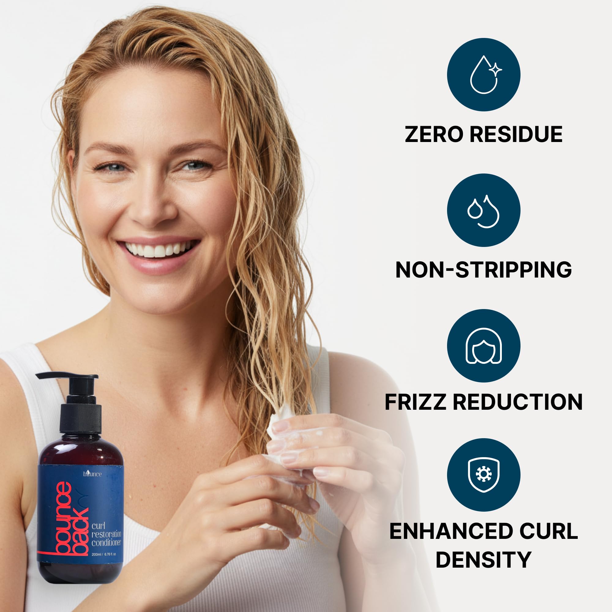 BOUNCE STYLE Curl Restoration Conditioner: textura cremosa para hidratación de rizos