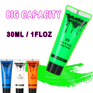 Set Bowitzki para fiestas con luz UV, colores brillantes.