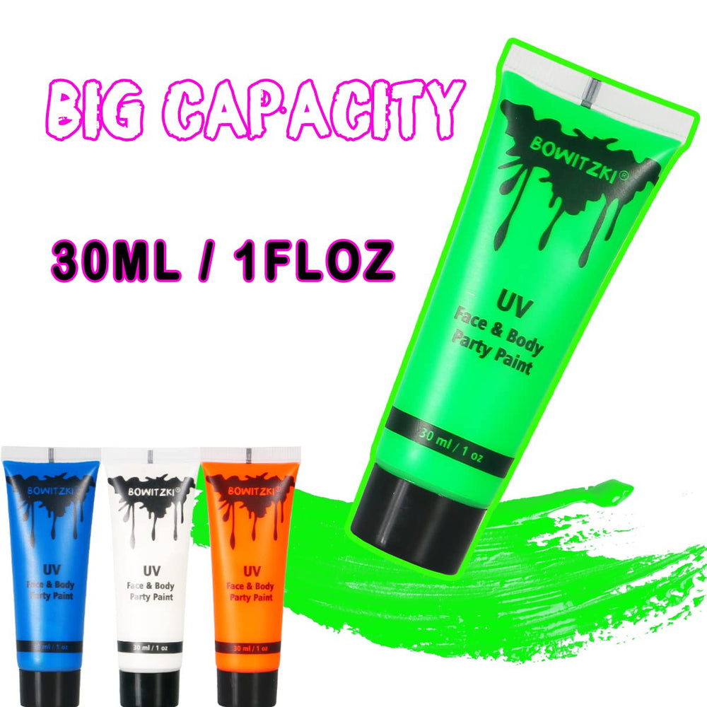 Set Bowitzki para fiestas con luz UV, colores brillantes.