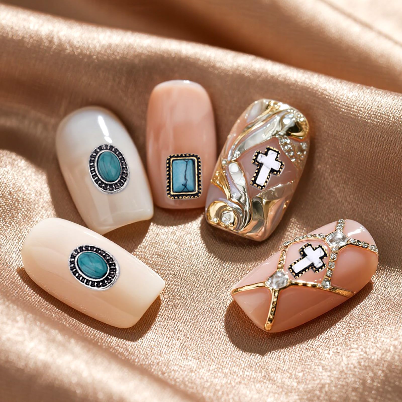 BOXOB dijes uñas turquesa arte tridimensional premium y duradero.