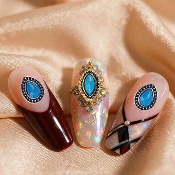 BOXOB dijes uñas turquesa estilo western vintage para manicura.
